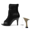 Black Latin Lace-Up Cuban Heel - 7.5cm