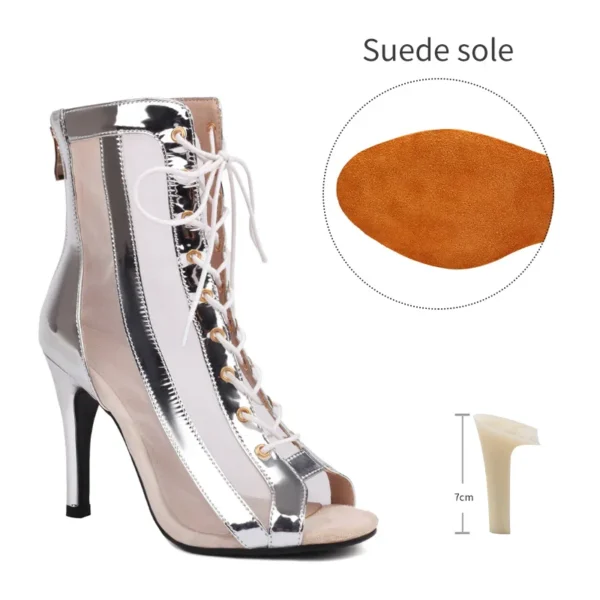 Silver Suede Sole Heels - 7cm - Image 3