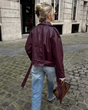 Faux Leather Bomber Jacket