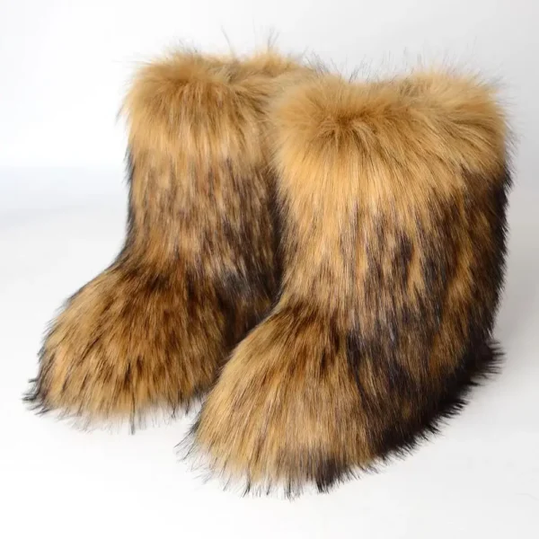Gold Fluffy Mid-Calf Boots - Image 2