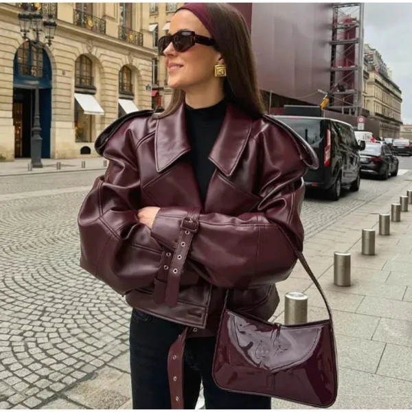 Faux Leather Bomber Jacket
