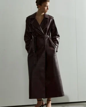 Lace Up Matte Long Leather Jacket