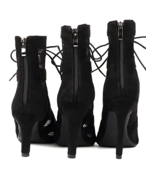 High-Top Suede Heels - Black