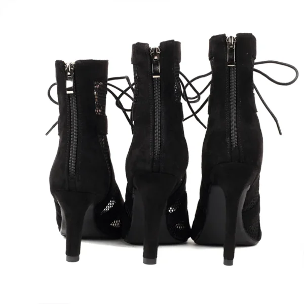 High-Top Suede Heels - Black - Image 2