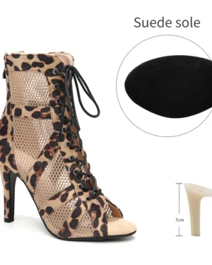 High-Top Suede Heels - Leopard