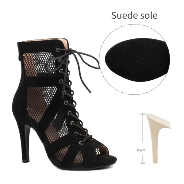 High-Top Suede Heels - Black - Image 3